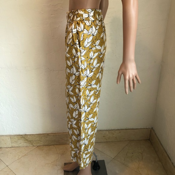 Rachel Zoe Mustard/White Floral Pants Women’s Size XS 100% Linen Bohemian Style - Picture 3 of 16